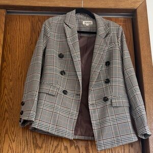 Listicle Plaid Blazer - Brown and Black